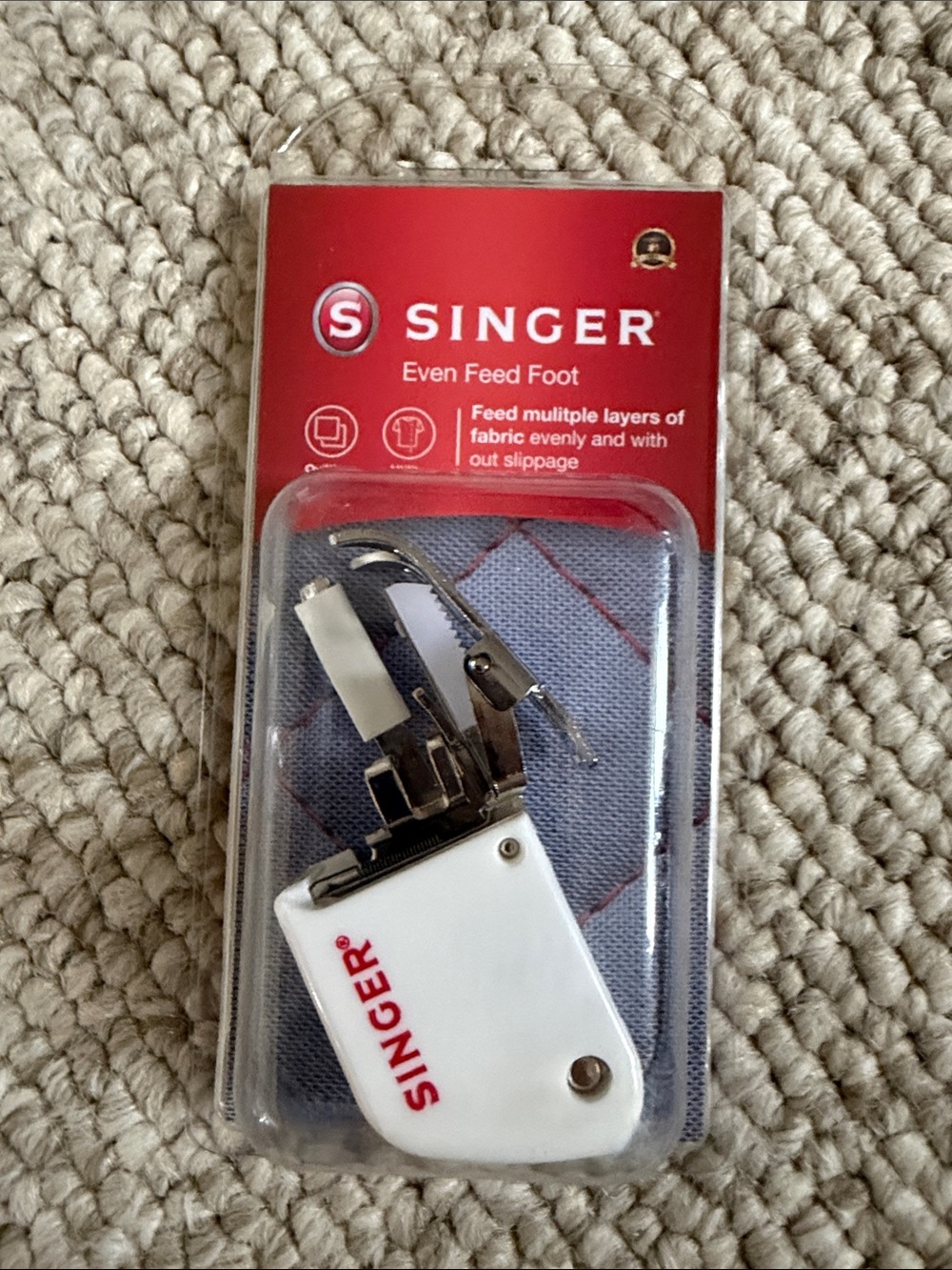 Singer Even Feed Presser Foot — White and Red